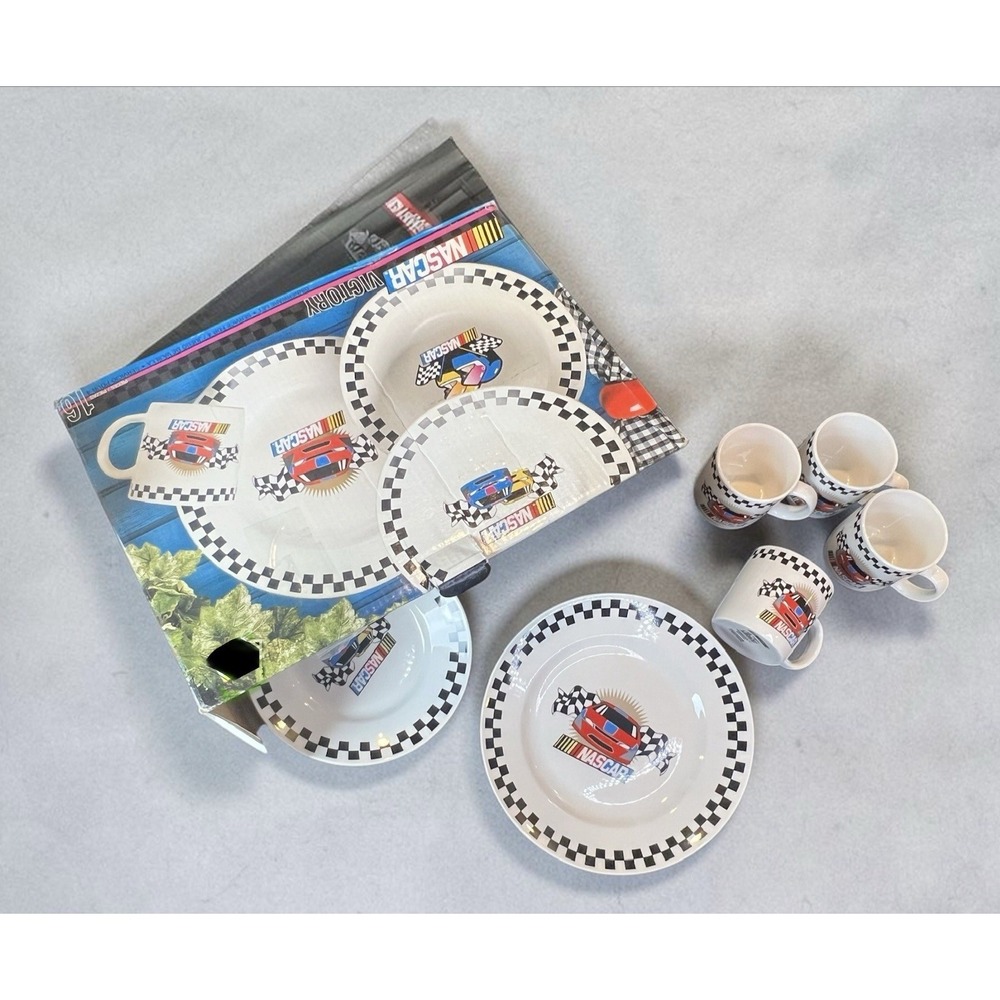 NASCAR Gibson Victory 2002 Dinnerware Set Service for 4 HTF Seldom Used If Ever